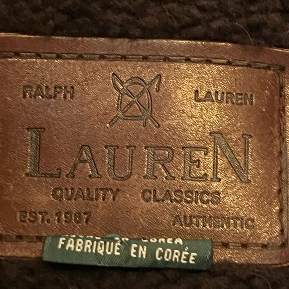 Polo Ralph Lauren Shearling Coat VTG 1987 Suede Leather Dark Brown Medium - Picture 10 of 15